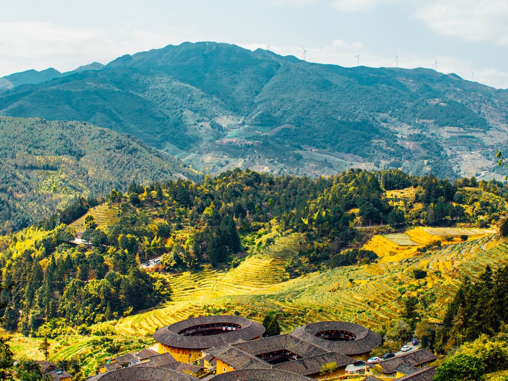 Hakka earthen roundhouses from the air
